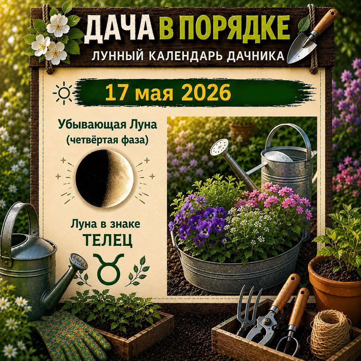 Доброго воскресного дня! Сегодня 17 мая, воскресенье 
 🌒 Растущая Луна в Тельце♉️

Телец – плодород