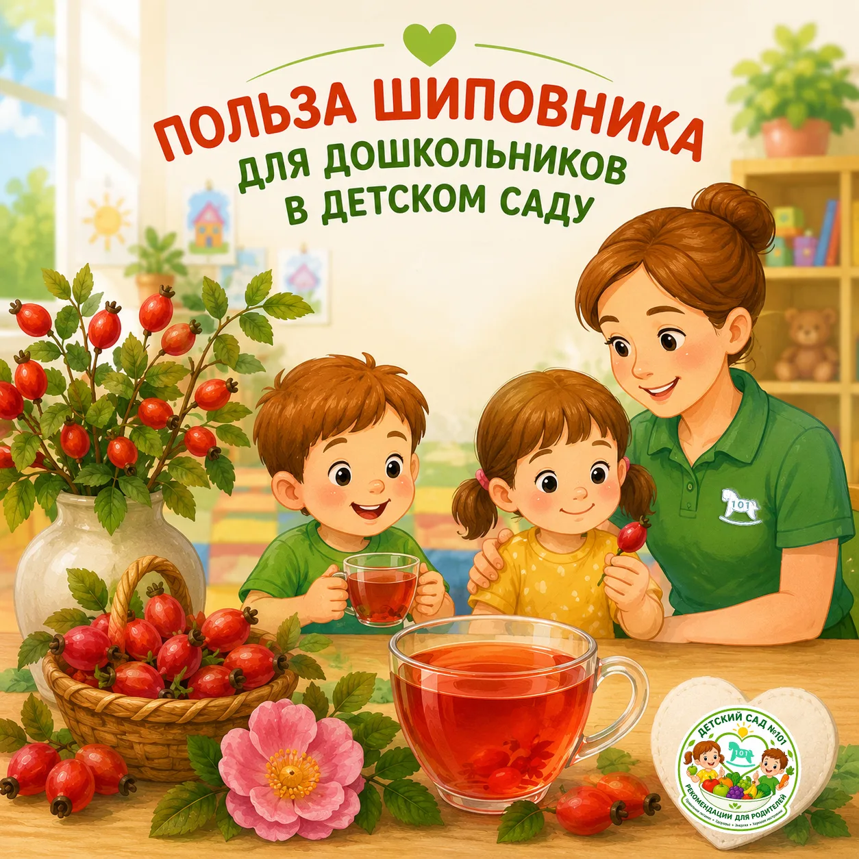 🌿 Почему шиповник так полезен для дошкольников? 🍵👧🧒

Напиток из шиповника — это традиционный эле