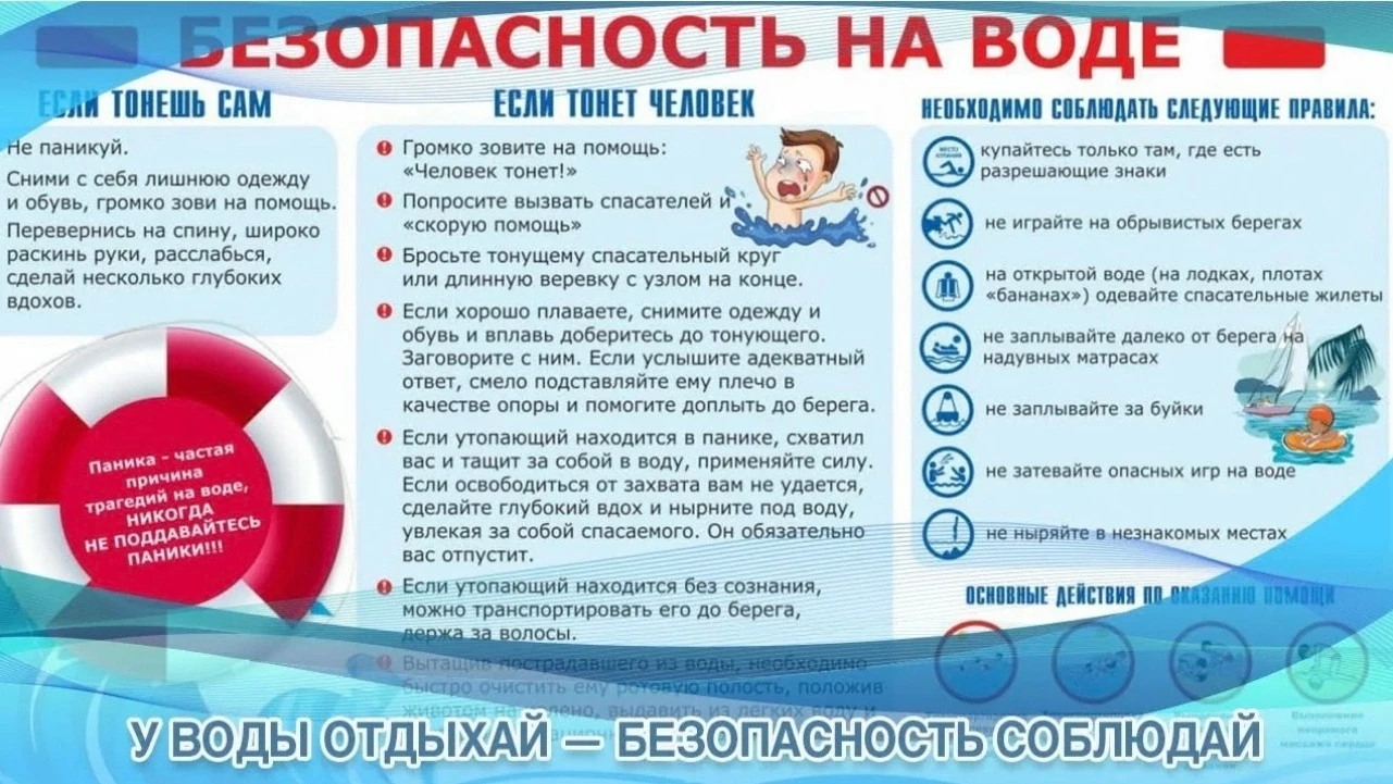 Безопасность на воде: правила от МЧС 

- ✅ Купайтесь только в оборудованных местах (есть спасатели, 
