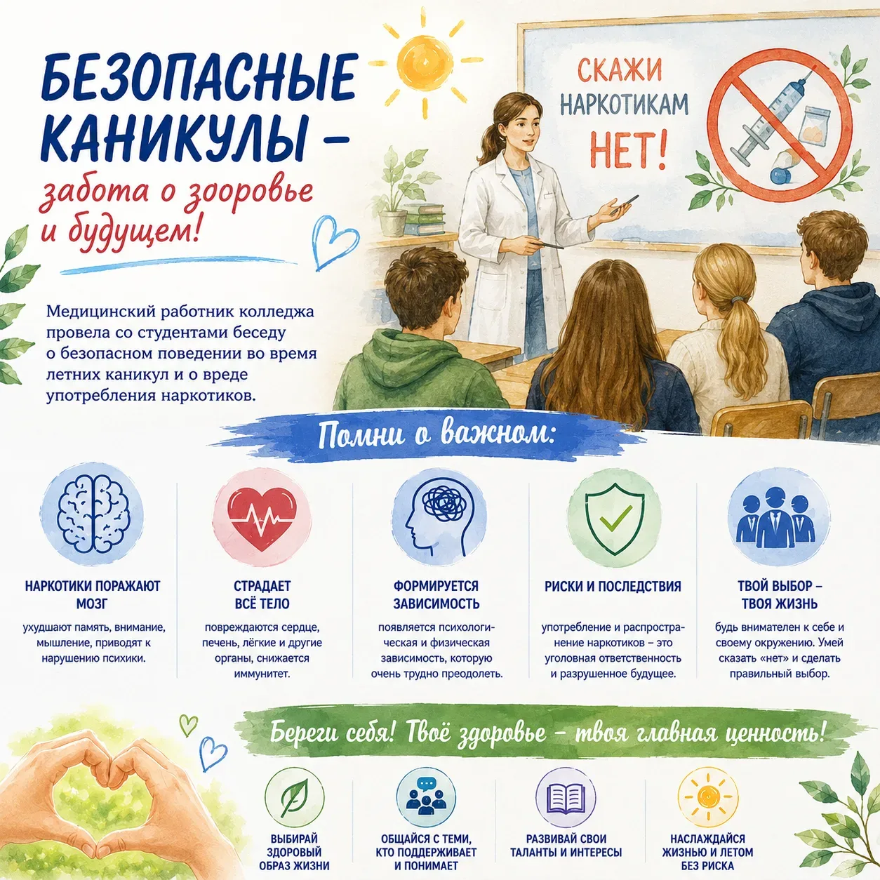 ☀️🩺 Безопасные каникулы начинаются с заботы о здоровье

В преддверии летних каникул медицинский раб