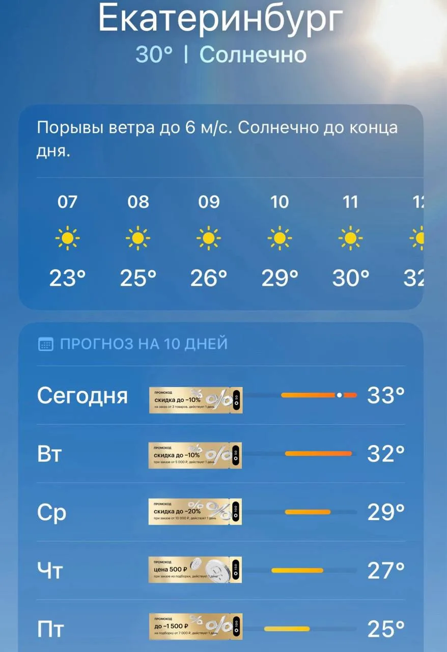 Вау, смотрите купонопад по прогнозу погоды...