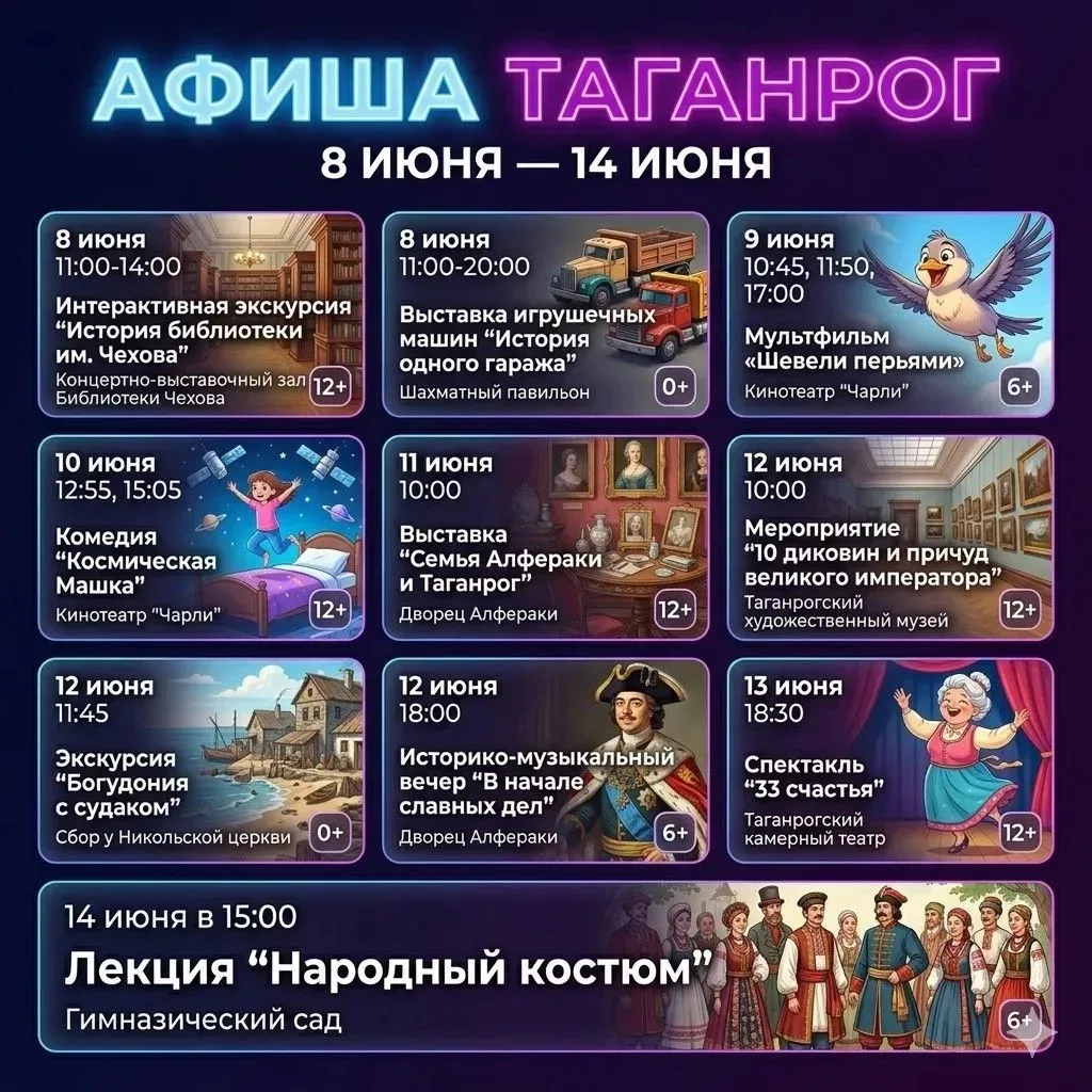 8 июня, 11:00-14:00
Интерактивная экскурсия "История библиотеки им. Чехова"
Концертно-выставочный за