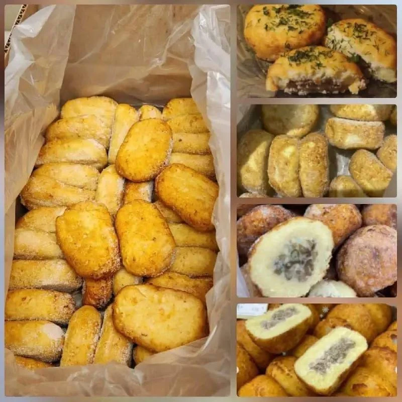 Уже обжаренное картофельное пюре с начинкой🤤

Вам останется только подогреть их в микроволновке бук