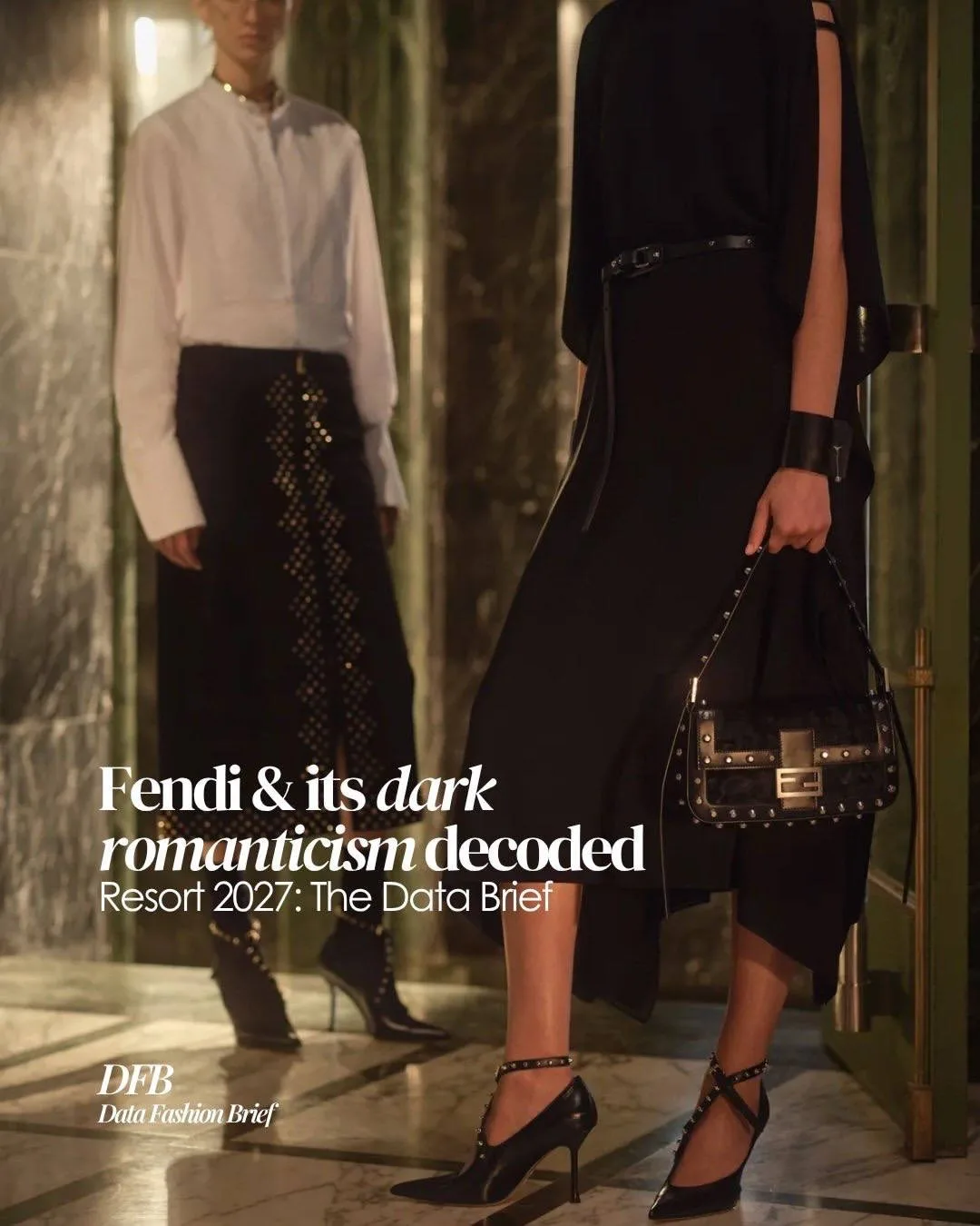 Если Louis Vuitton в Resort 2027 сделал ставку на цвет, то Fendi выбрал противоположное направление.