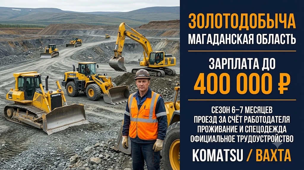 ‼️ Работа в золотодобывающей компании — Магаданская область

📍 Сезонная работа на 6–7 месяцев

Треб