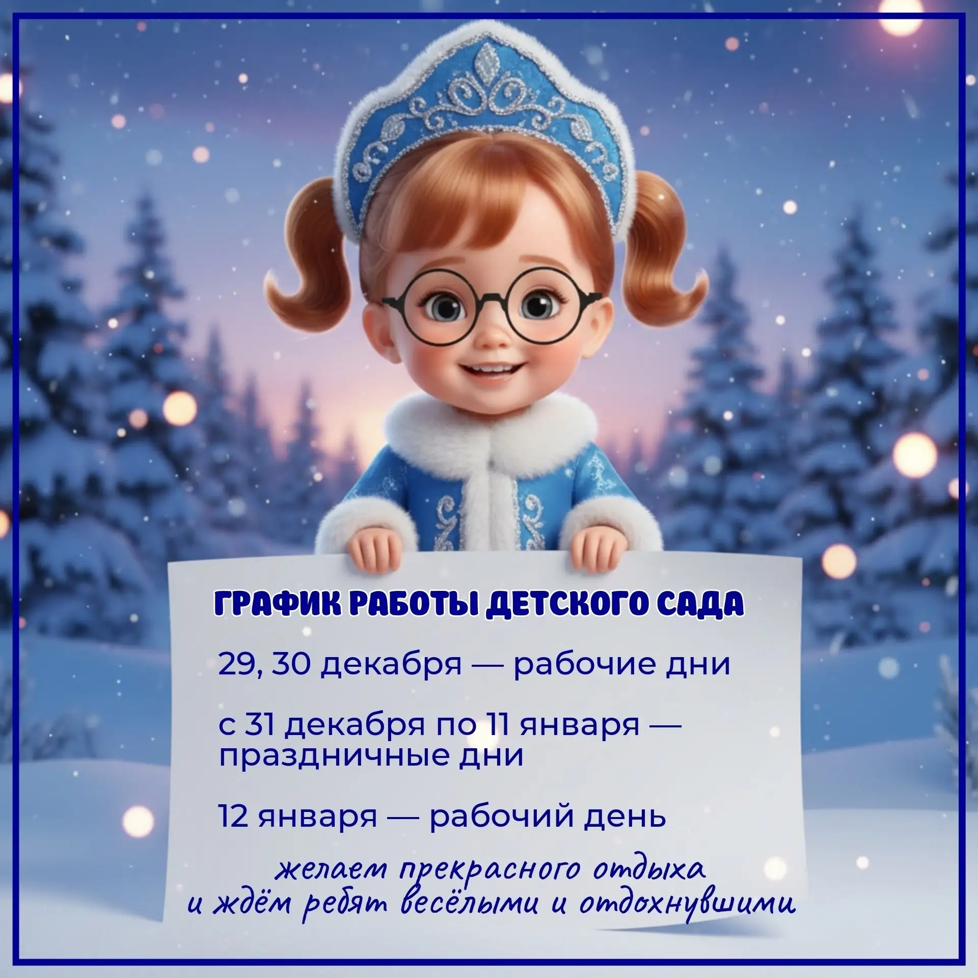 🎄Уважаемые родители!
Сообщаем Вам график работы  детского сада в новогодние праздники!