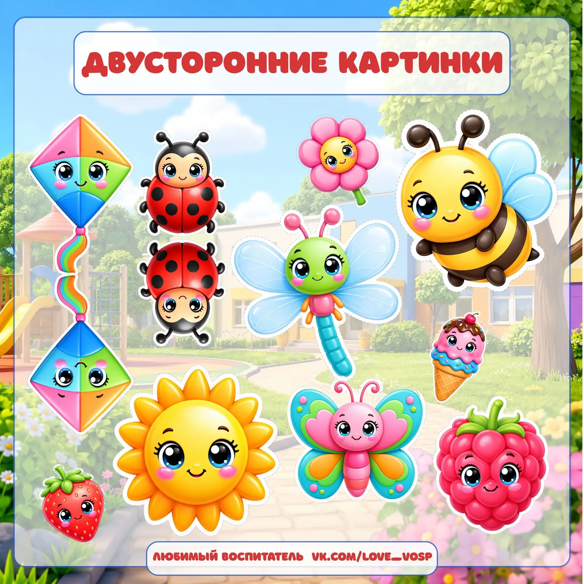 Летние двусторонние картинки🐥