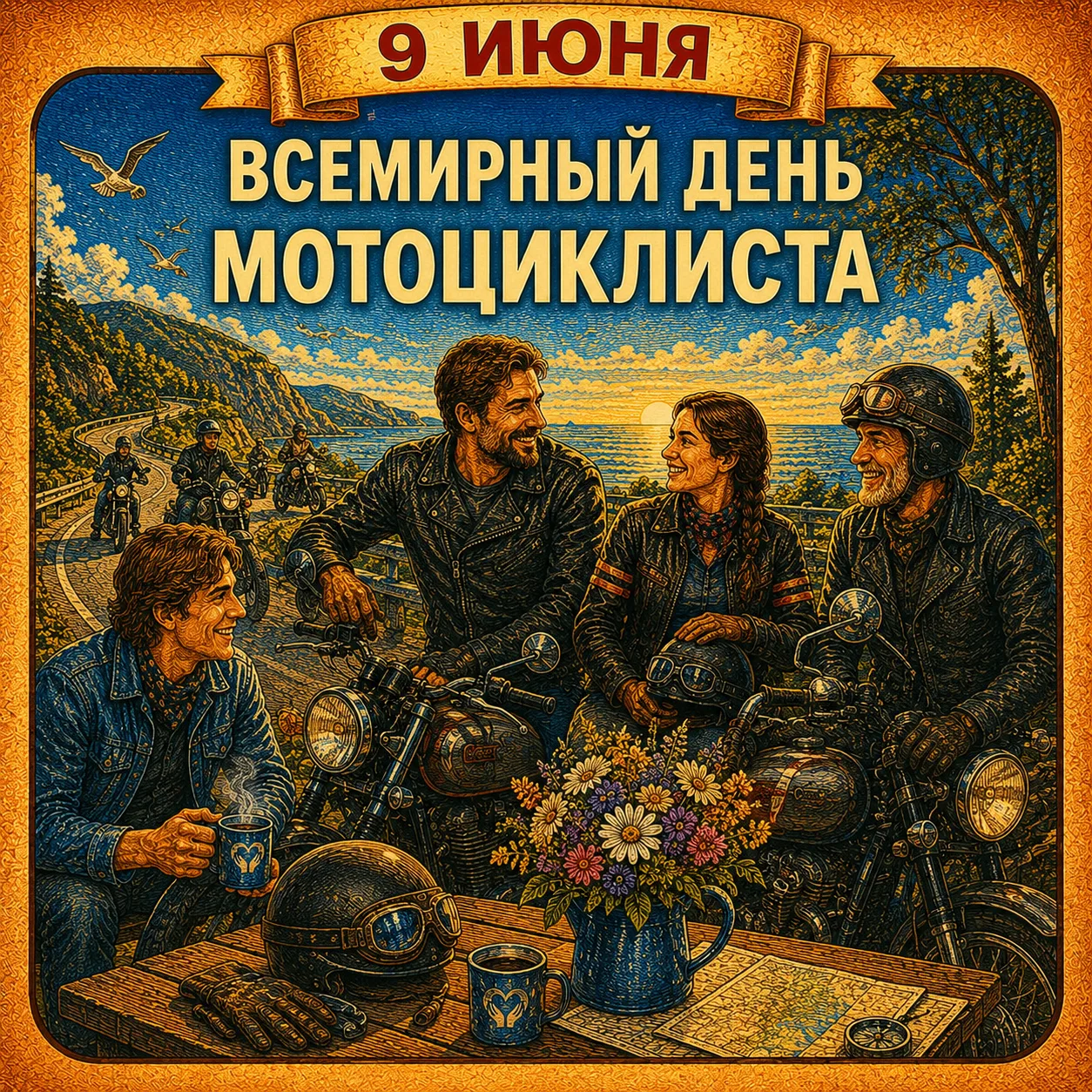 🏍9 июня - Всемирный день мотоциклиста

Идея отмечать такой день возникла в 1989 году. Американский 