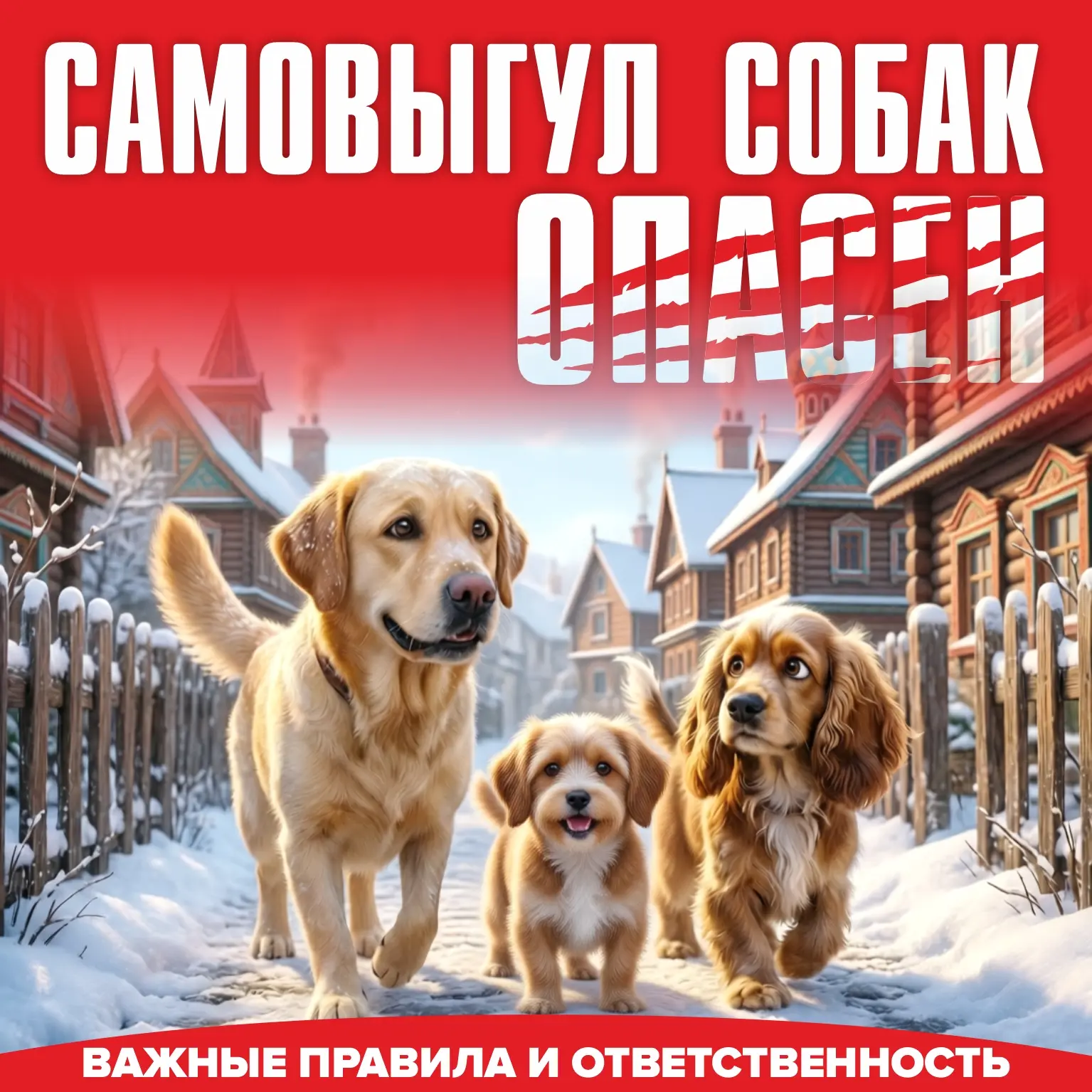 Напоминаем, что самовольно гуляющие собаки представляют опасность 

А бесконтрольный выгул питомца м