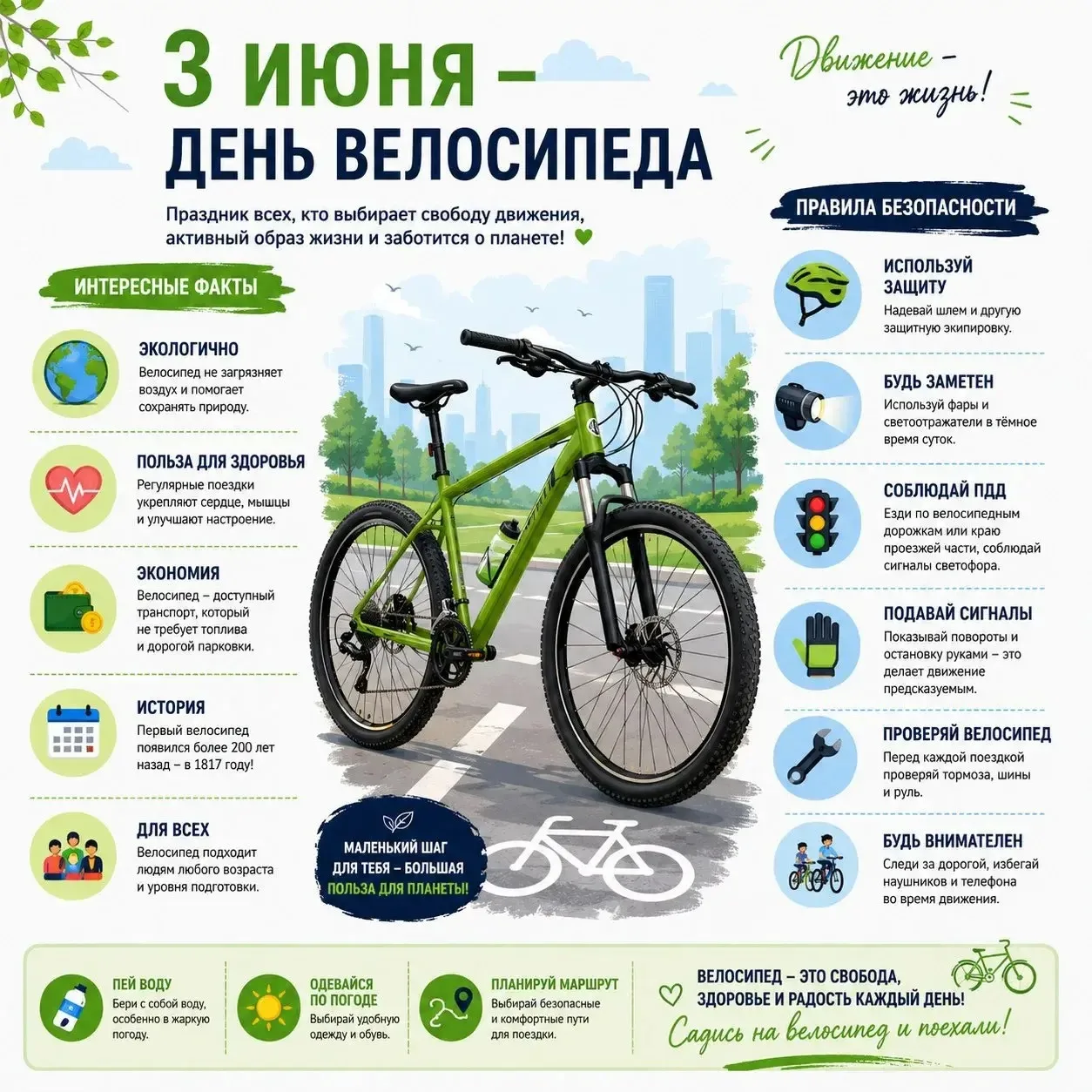 🚲 Больше 200 лет, а всё как молодой!
Сегодня свой праздник отмечает самый экологичный и жизнерадост