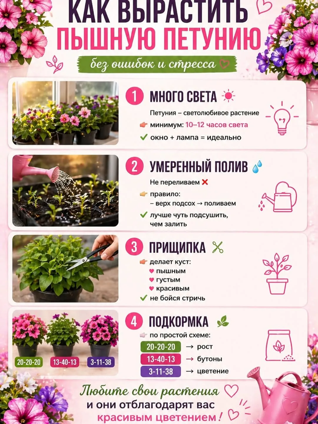 🌸 Как вырастить пышную петунию? Мой проверенный способ

Хочешь не один хилый цветочек, а настоящий 