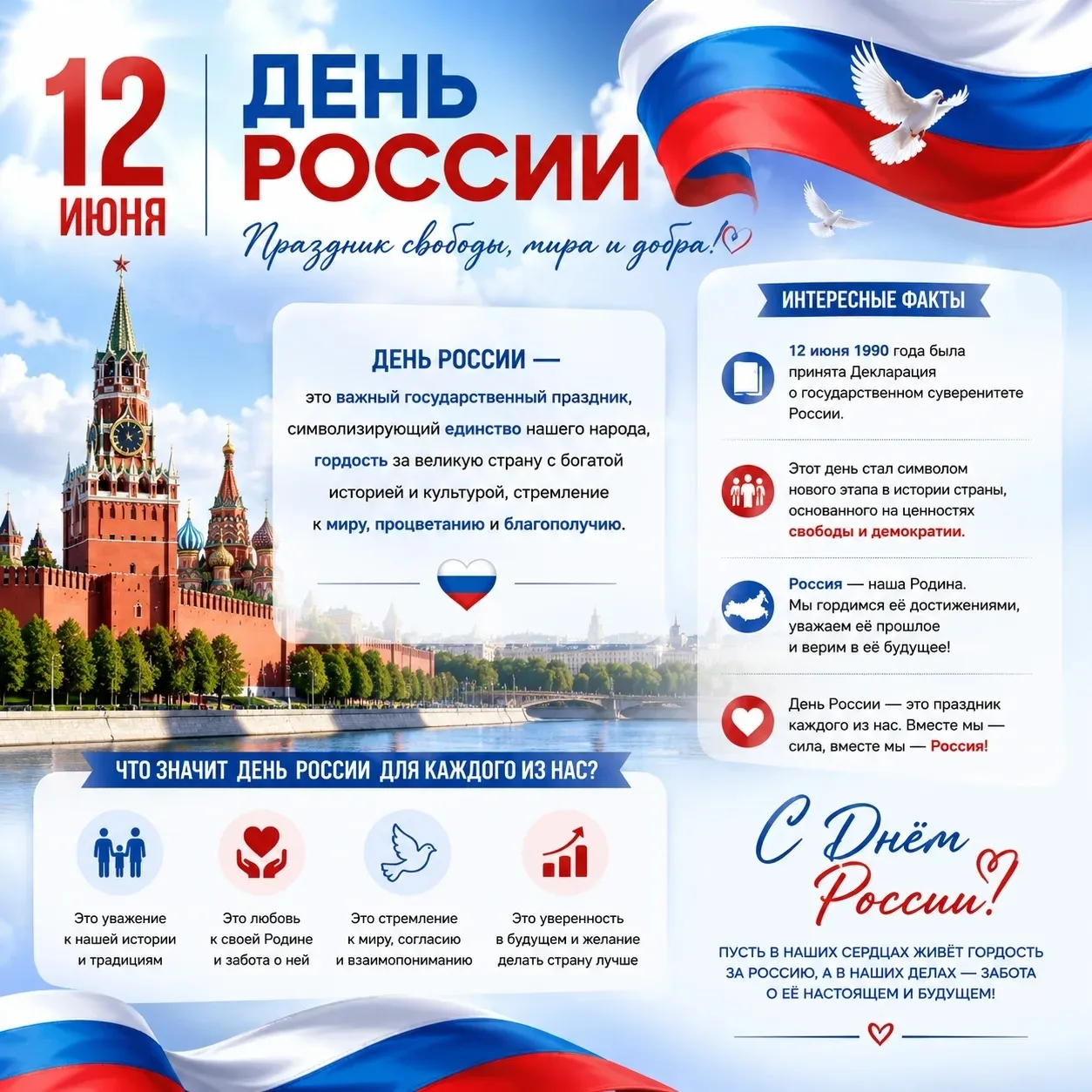 🇷🇺Поздравляем с главным государственным праздником — Днём России! Гордимся нашей страной и желаем 