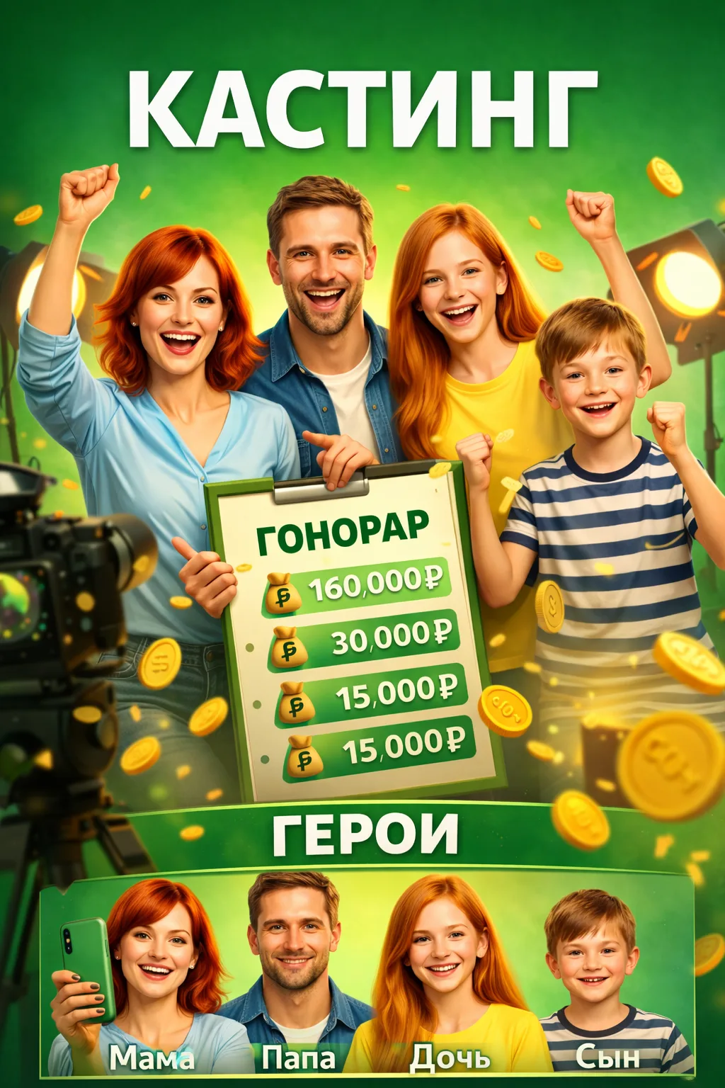 ДЕТСКИЕ КАСТИНГИ МОСКВЫ 

Друзья, приглашаю в скорый Кастинг для рекламы Сбермобайл | Съемка 16.04 в
