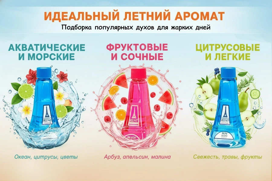 ☀️ Лето — время лёгких ароматов! ☀️

Собрали для вас коллекцию популярных ароматов RENI, которые иде