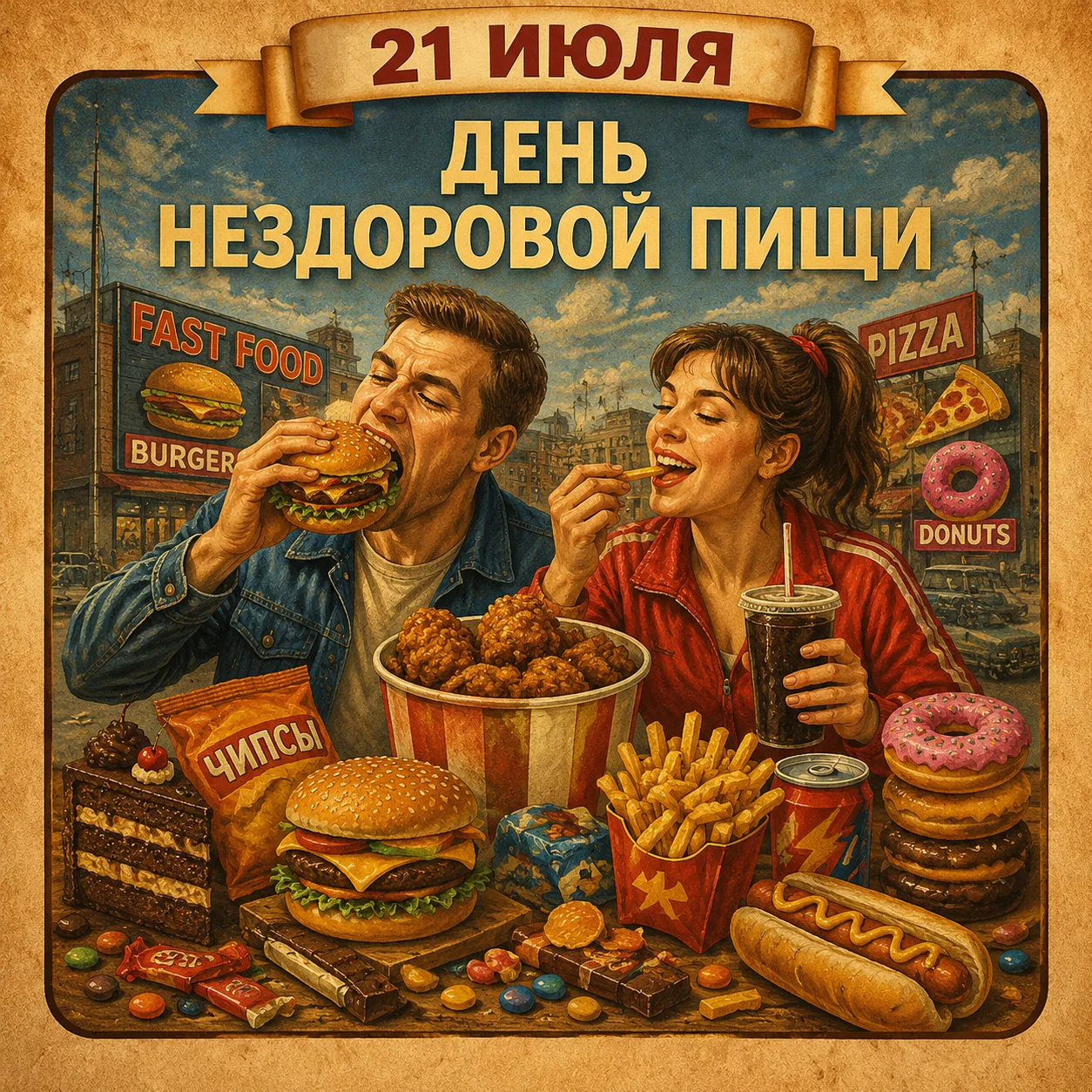 🍔21 июля - День нездоровой пищи

Или День вредной еды (англ. Junk Food day), когда можно отказаться
