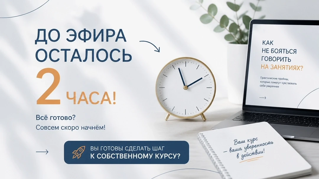 ⏰ До эфира осталось 2 часа! 

Вы готовы сделать шаг к собственному курсу? 

Что будем делать во врем