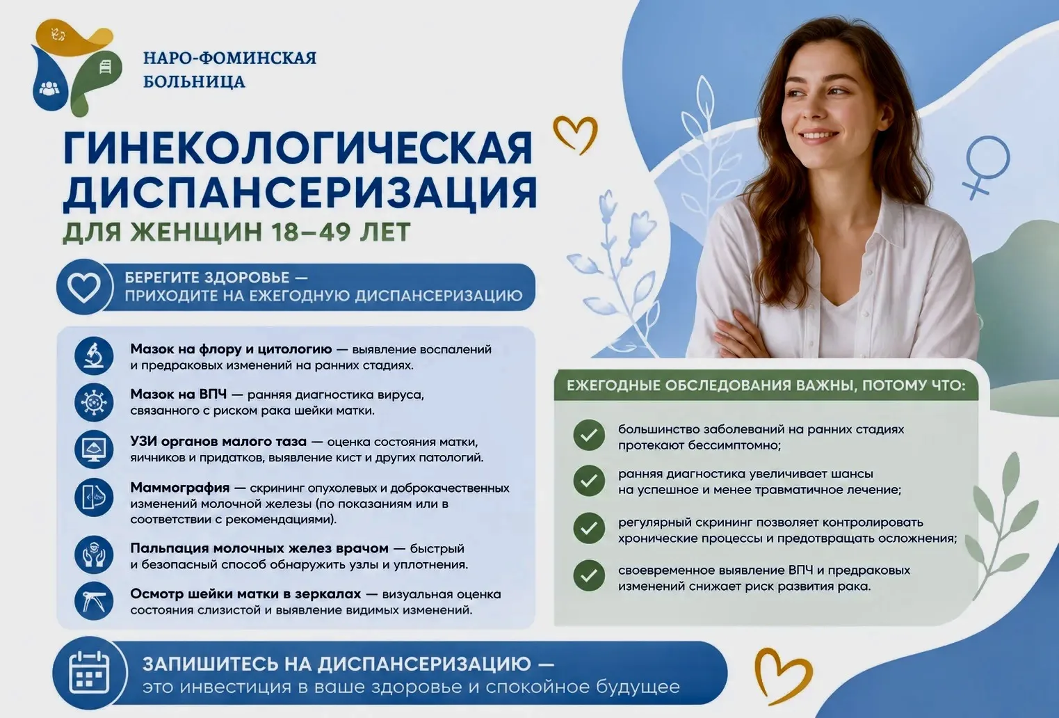 Дни женского здоровья в Наро-Фоминской больнице:  профилактическое обследование в рамках акции. 

Ос