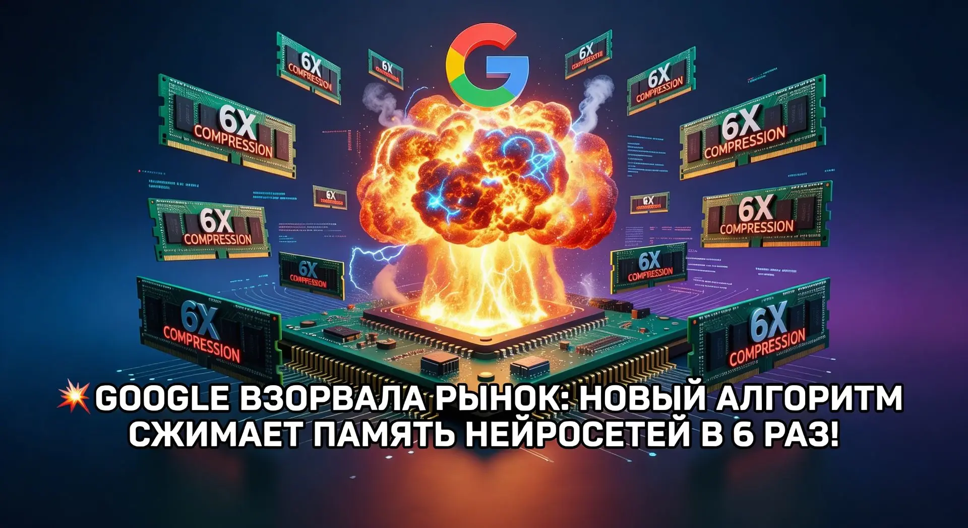 Google взорвала рынок: новый алгоритм сжимает память нейросетей в 6 раз!
Пузырь ИИ, кажется, начал с