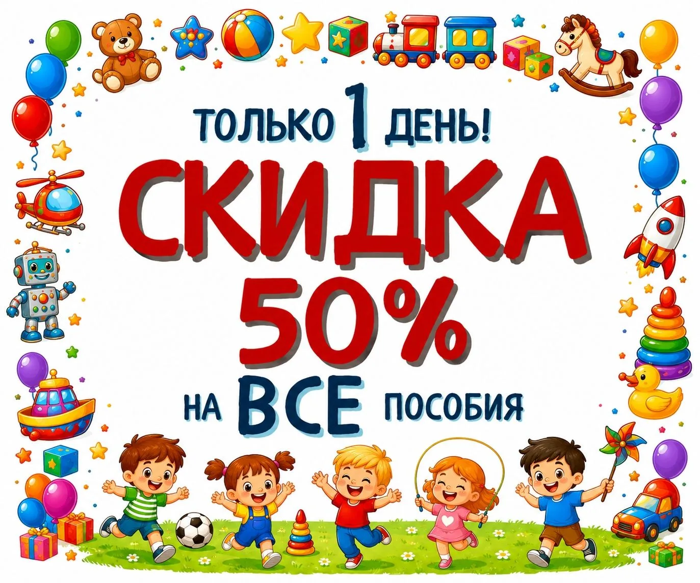 ❗Скидка 50% на ВСЕ ПОСОБИЯ❗
Только СЕГОДНЯ, в День защиты детей❗
Нужно успевать!

ВЫБИРАЙТЕ пособия 