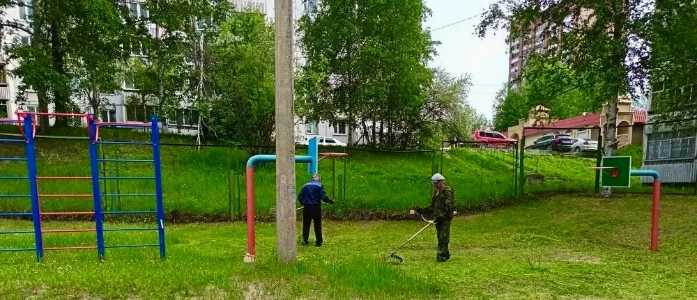 В двух блоках учреждения начался покос травы. Спасибо Вам, наши мужчины, что содержите территории в 