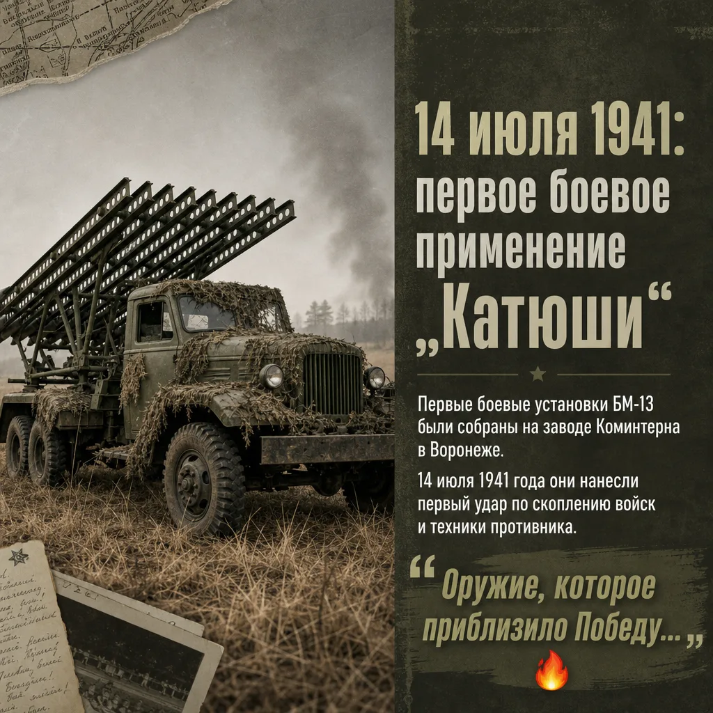 📅 Интересные и важные даты этой недели

🎆 14 июля 1941 года — первое боевое применение «Катюши»
В 