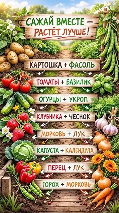 Что нужно посадить вместе 🔥

Дача | Подпишись 👇🏻
