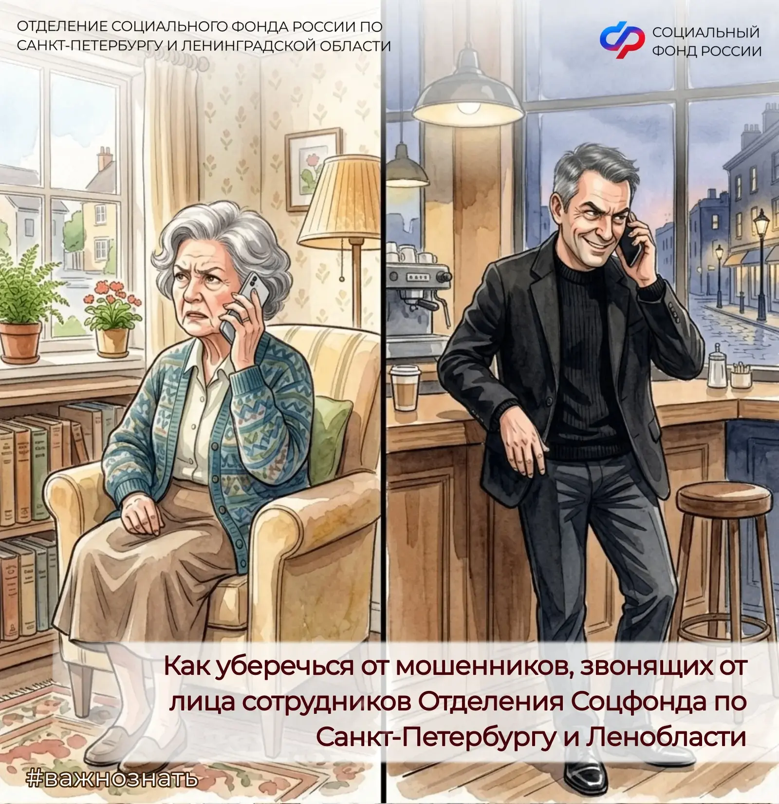 ⚠️ Как уберечься от мошенников, звонящих от лица сотрудников Отделения Соцфонда по Санкт-Петербургу 