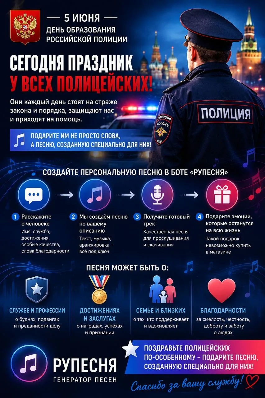 🚔 У каждого полицейского тысячи историй службы. Но только одна может стать песней. 🎵

Сегодня, в Д