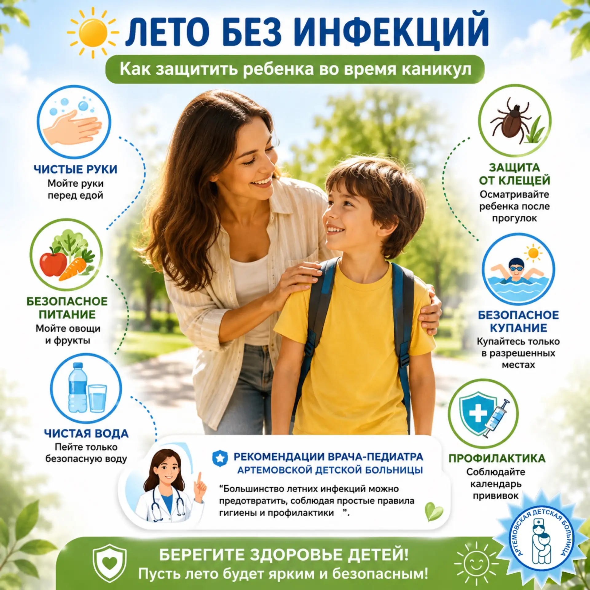 ☀️Лето без инфекций: как защитить ребенка в период каникул

Летние каникулы — время отдыха, путешест