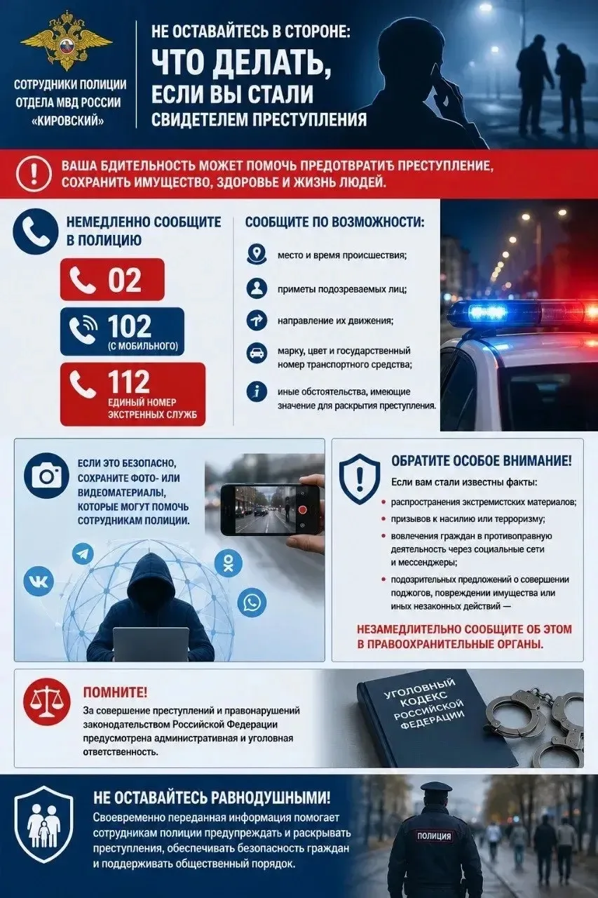 ❗НЕ ОСТАВАЙТЕСЬ В СТОРОНЕ!

📌ЧТО ДЕЛАТЬ, ЕСЛИ ВЫ СТАЛИ СВИДЕТЕЛЕМ ПРЕСТУПЛЕНИЯ?

Ваша бдительность 
