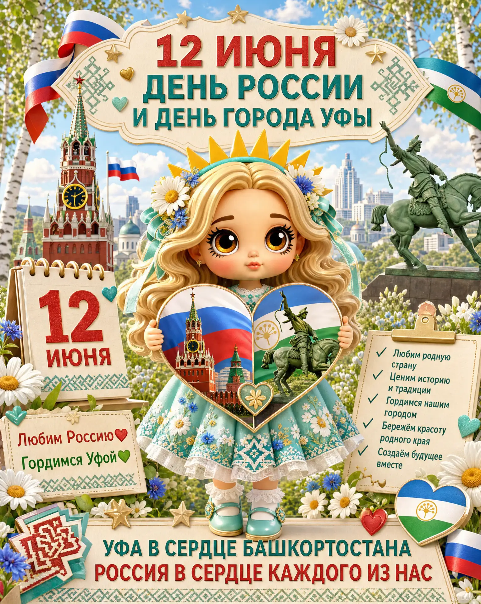 💥 С Днём России и Днём города Уфы!
В этот праздничный день поздравляем воспитанников, родителей и с