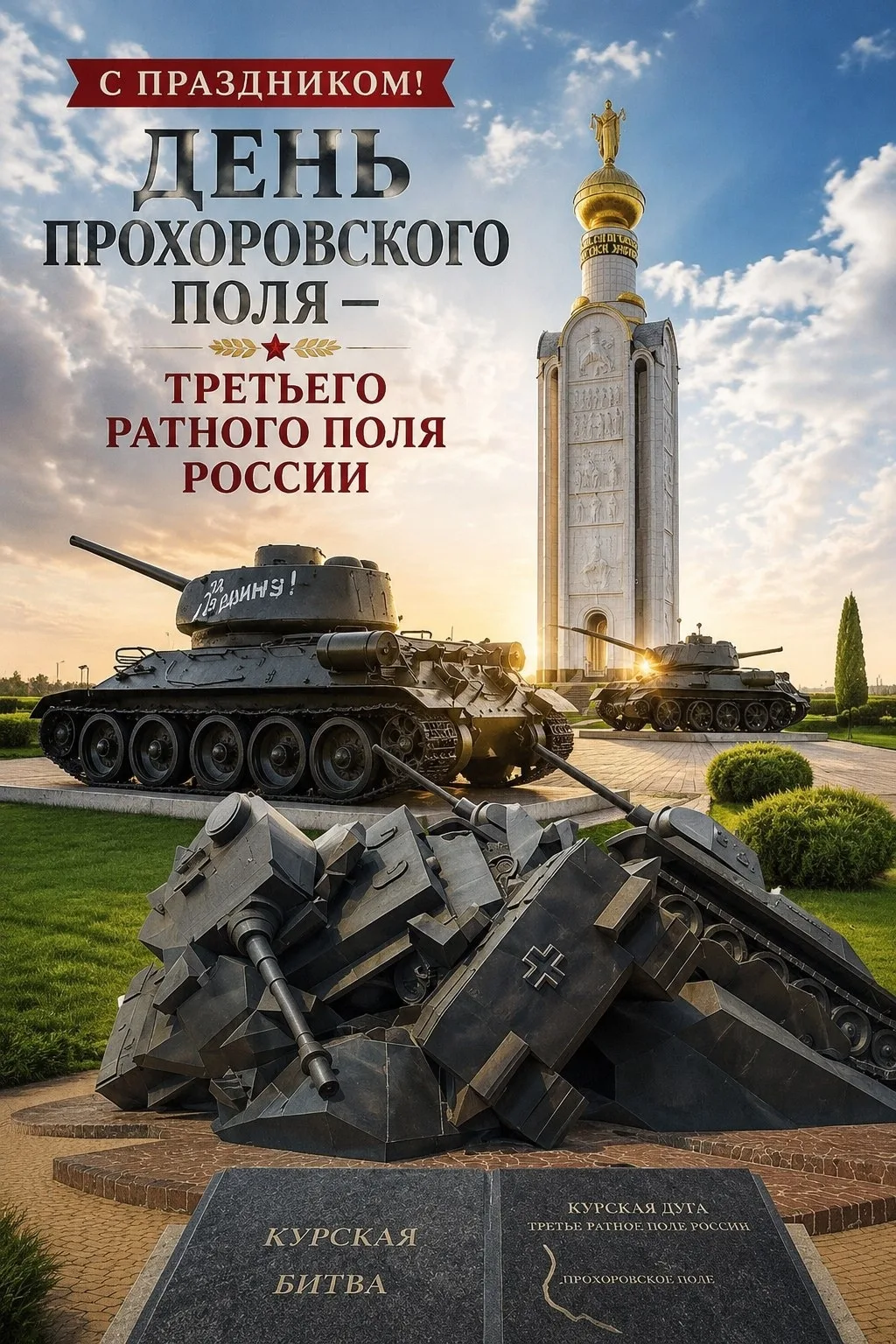 12 ИЮЛЯ - ДЕНЬ ПРОХОРОВСКОГО ПОЛЯ - ТРЕТЬЕГО РАТНОГО ПОЛЯ РОССИИ

Этот день объединяет Белгородскую 