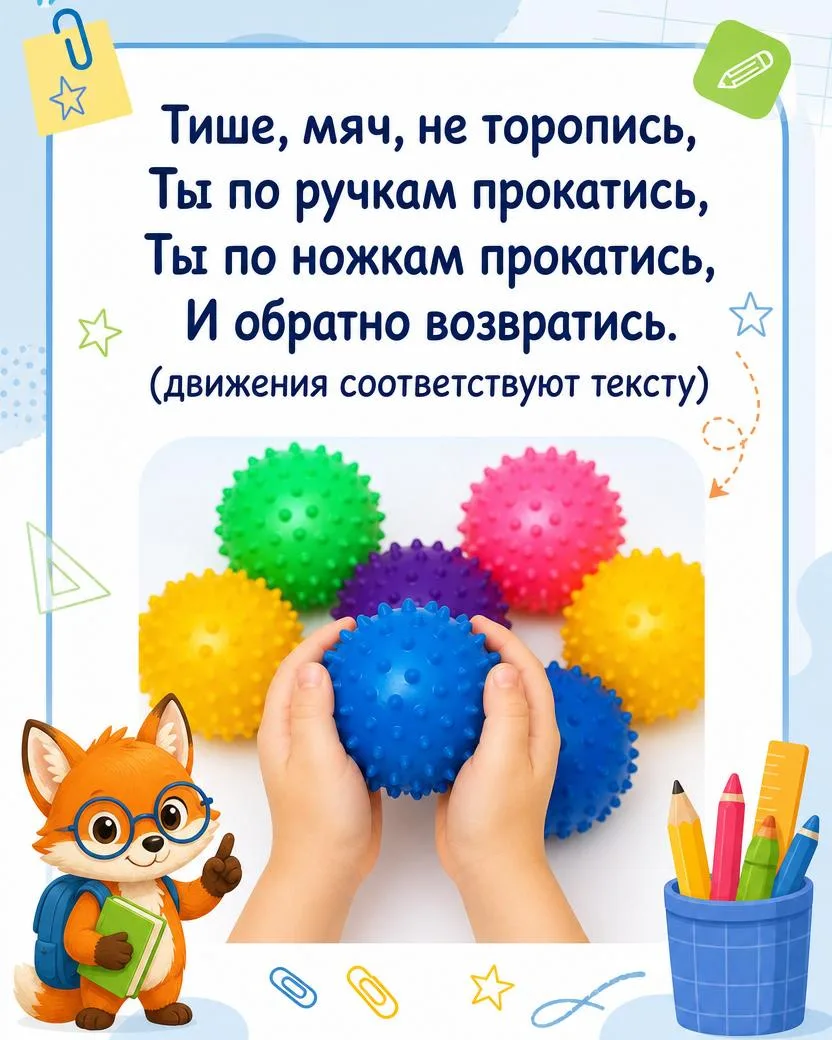 Для занятий с детьми 📚

Подборка простых упражнений с мячиком для развития мелкой моторики и тактил