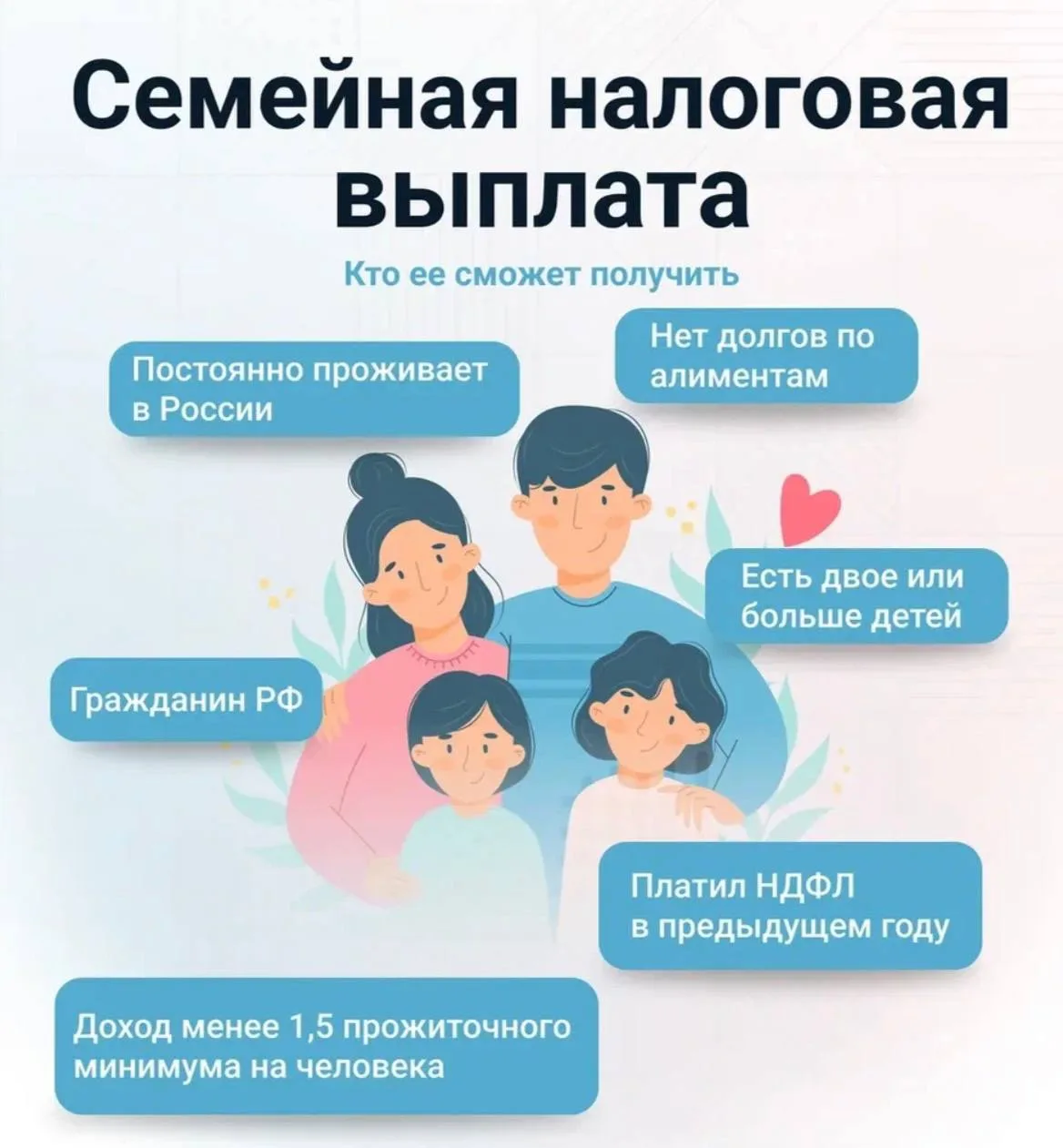 🗓️ 1 июня стартовала новая мера социальной поддержки для семей с детьми - так называемый «налоговый
