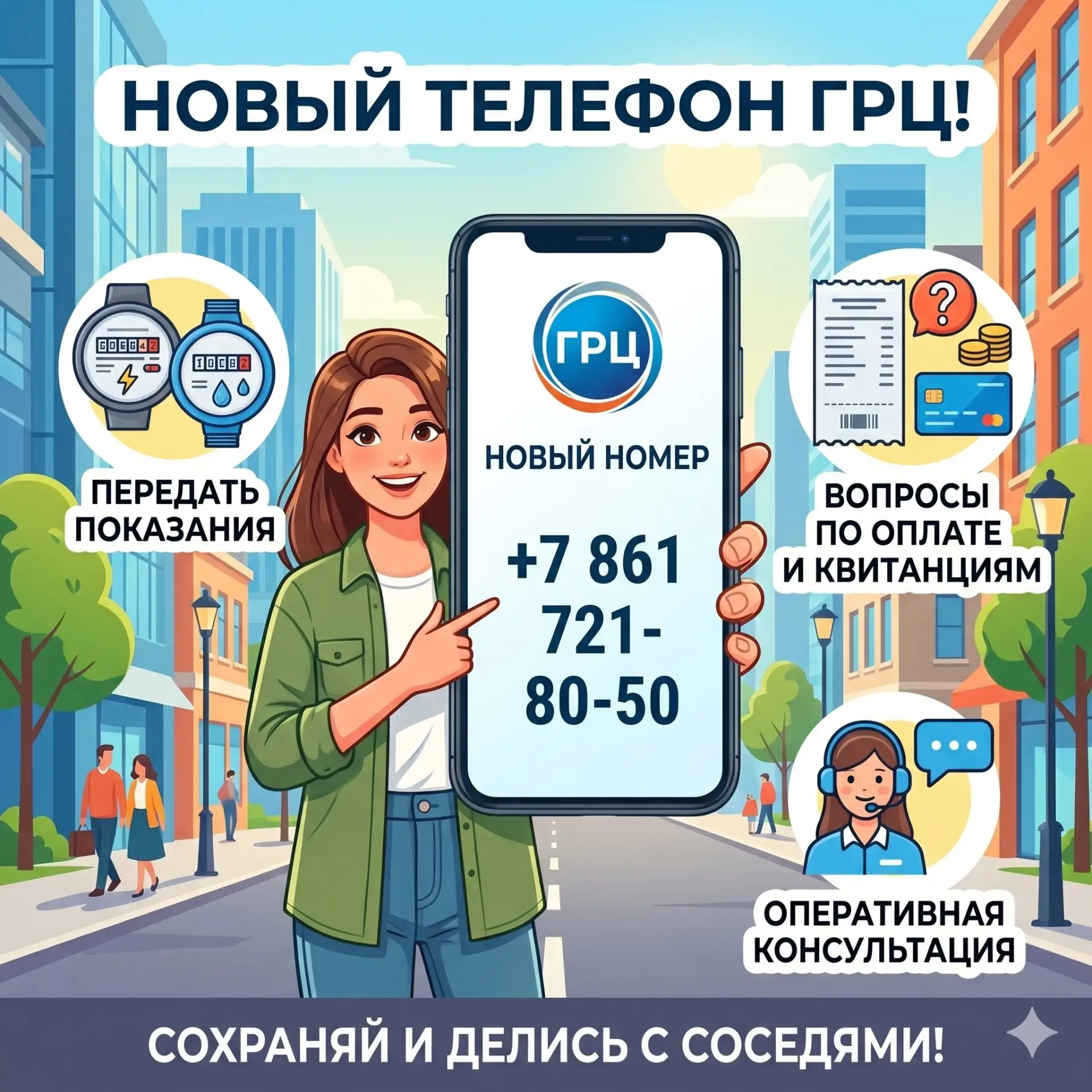 ✨ Отличные новости, друзья! ✨
Теперь связаться с Городским расчётным центром (ГРЦ) стало ещё проще!
