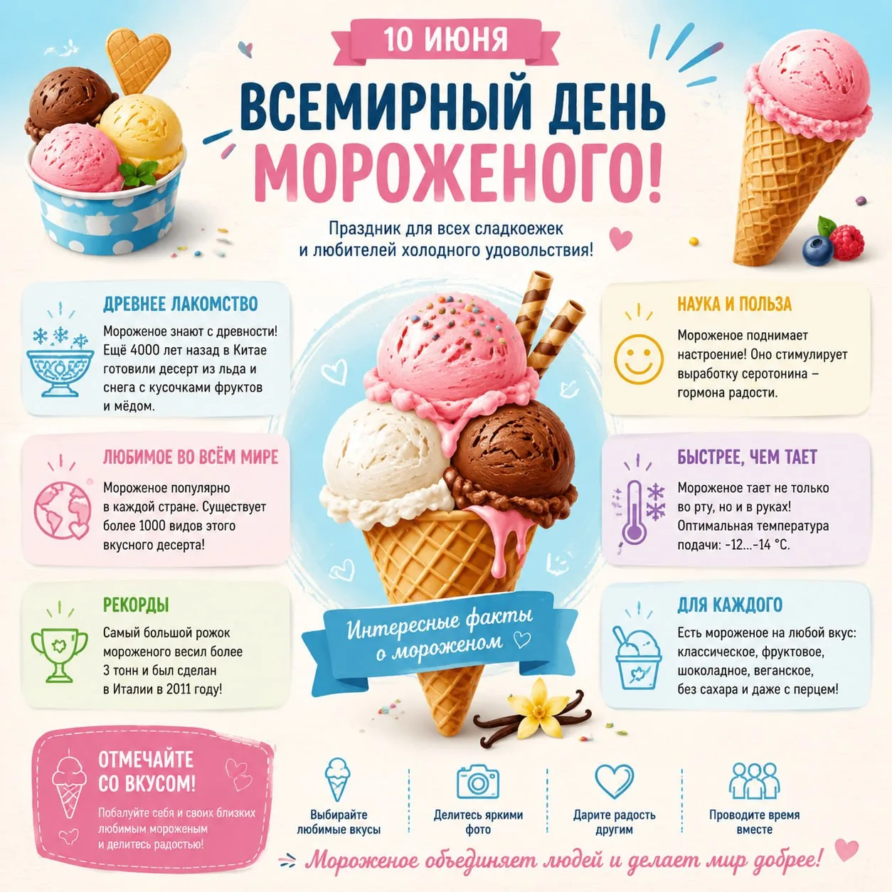 🍦Сегодня 10 июня — Всемирный день мороженого! 🎉

Сложно найти человека, который не любит это лаком