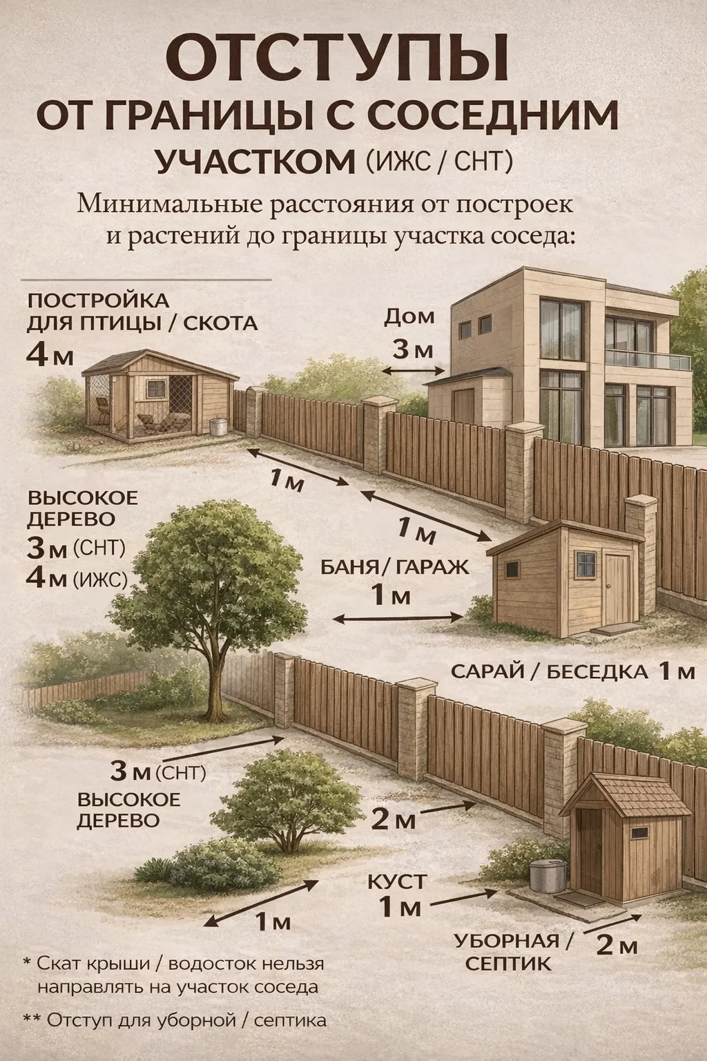 Весенняя шпаргалка: отступы от построек до границы с соседом (ИЖС/СНТ) 🌿Перед стройкой/переносом за