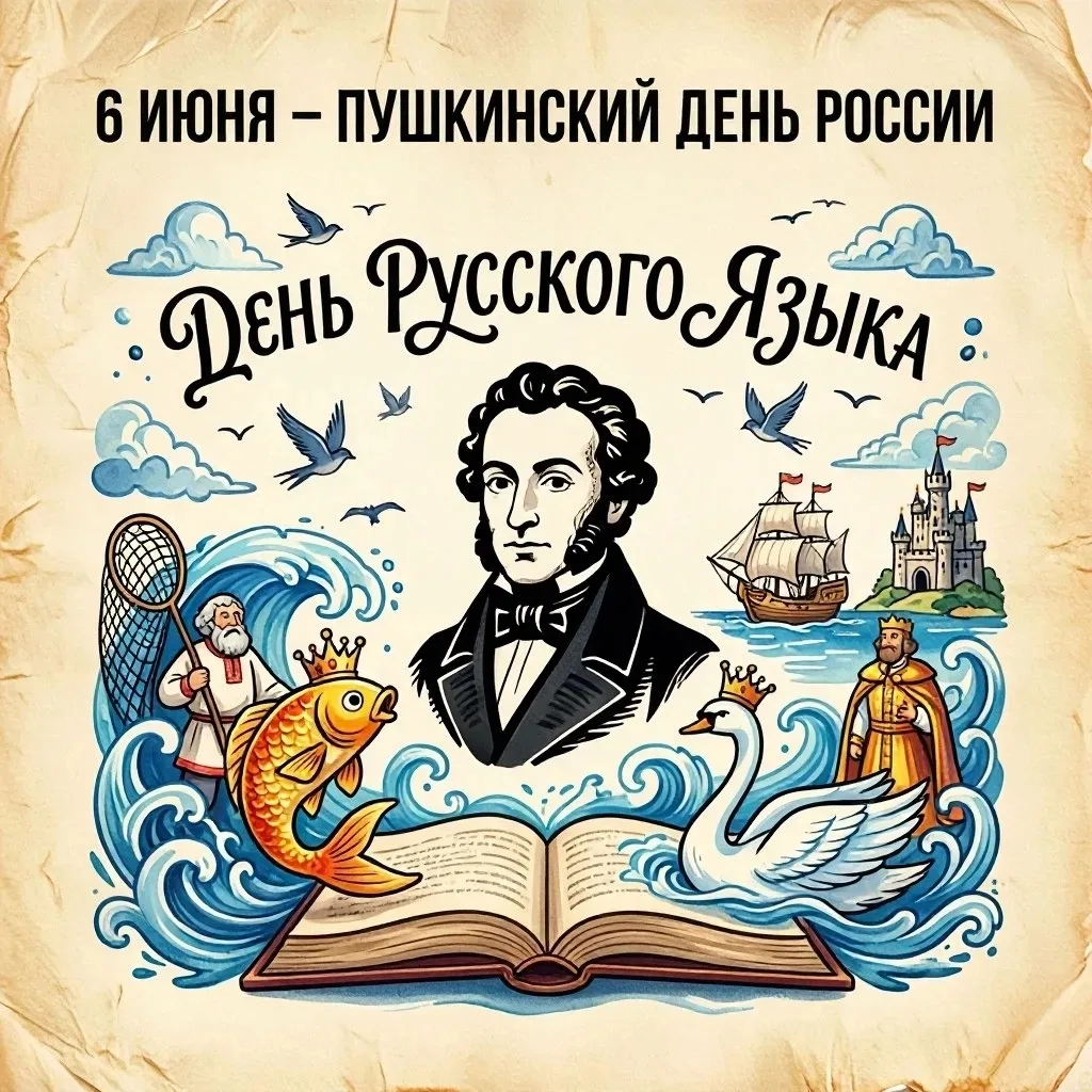 6 июня — День русского языка и день рождения Пушкина Александра Сергеевича. Его творчество можно люб