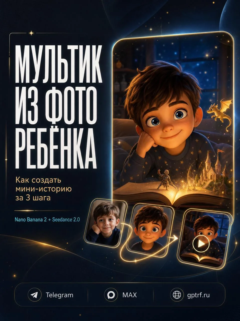 Как сделать мультик из фото ребёнка — показываем в слайдах 🎬✨

Собрали для вас простой туториал, ка