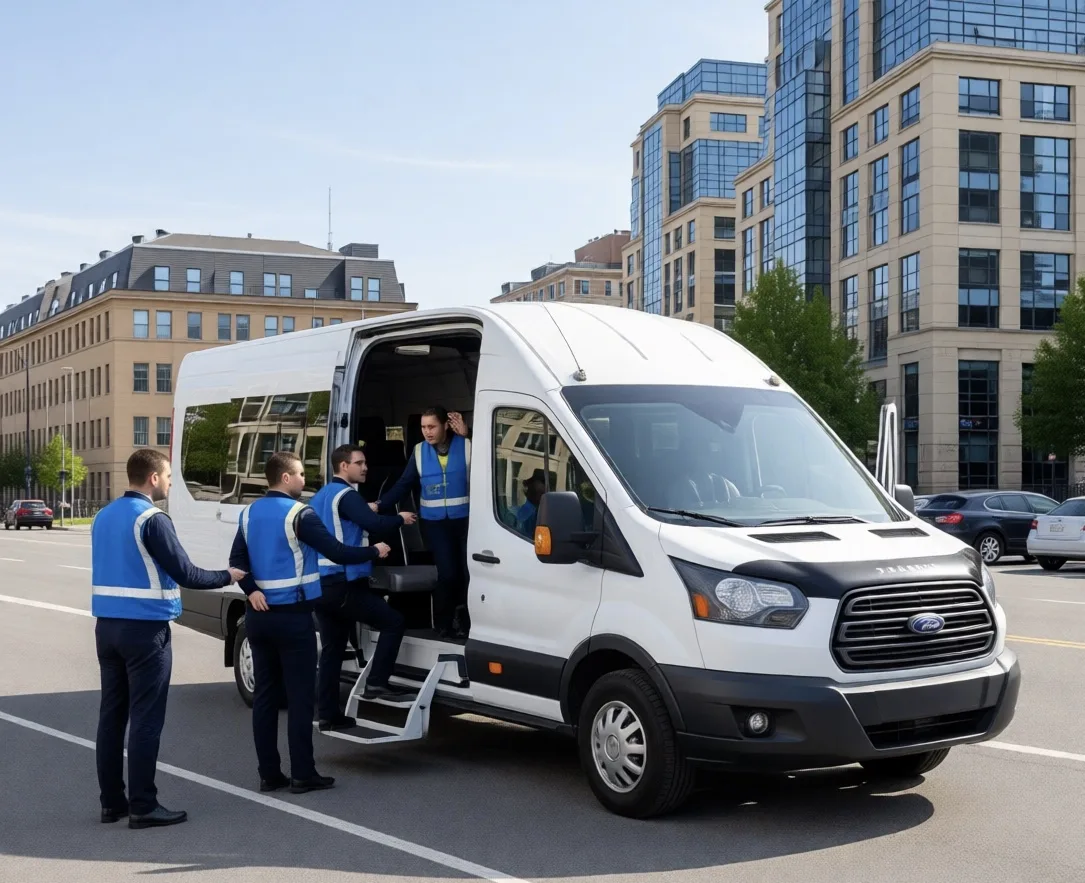 Ежедневная доставка сотрудников до места работы. Микроавтобус до 30 мест. Встречаем в любой удобной 