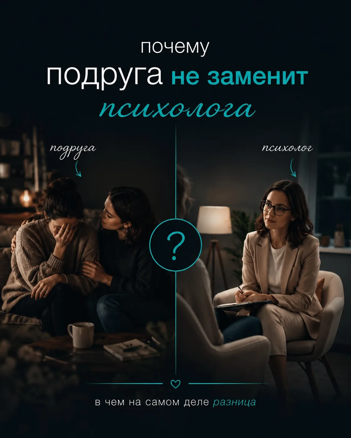 Я часто слышу:

«Зачем тратить деньги на психолога, если я могу поговорить с подругой?»

Давайте рас