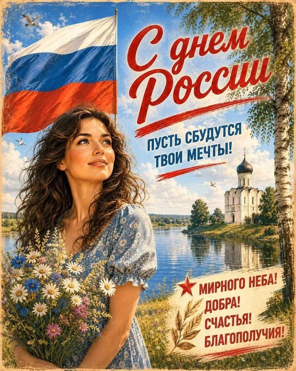 В МАХ появился бот, который из вашей фотографии делает открытки и фотографии ко Дню России. Друзья б