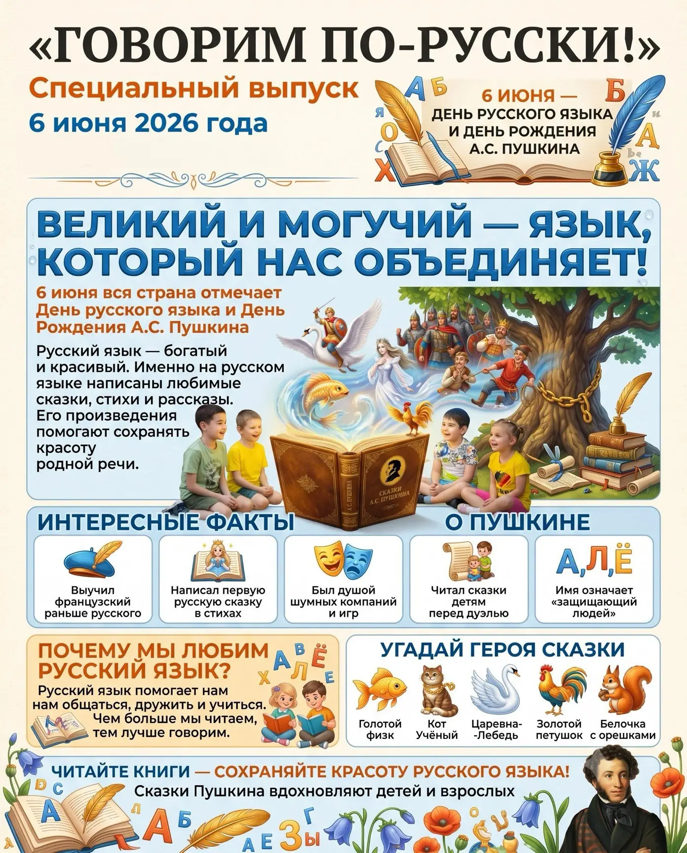 📖 6 июня – Пушкинский День России!

Мы выпускаем в честь праздника второй выпуск газеты «Сказки Пуш