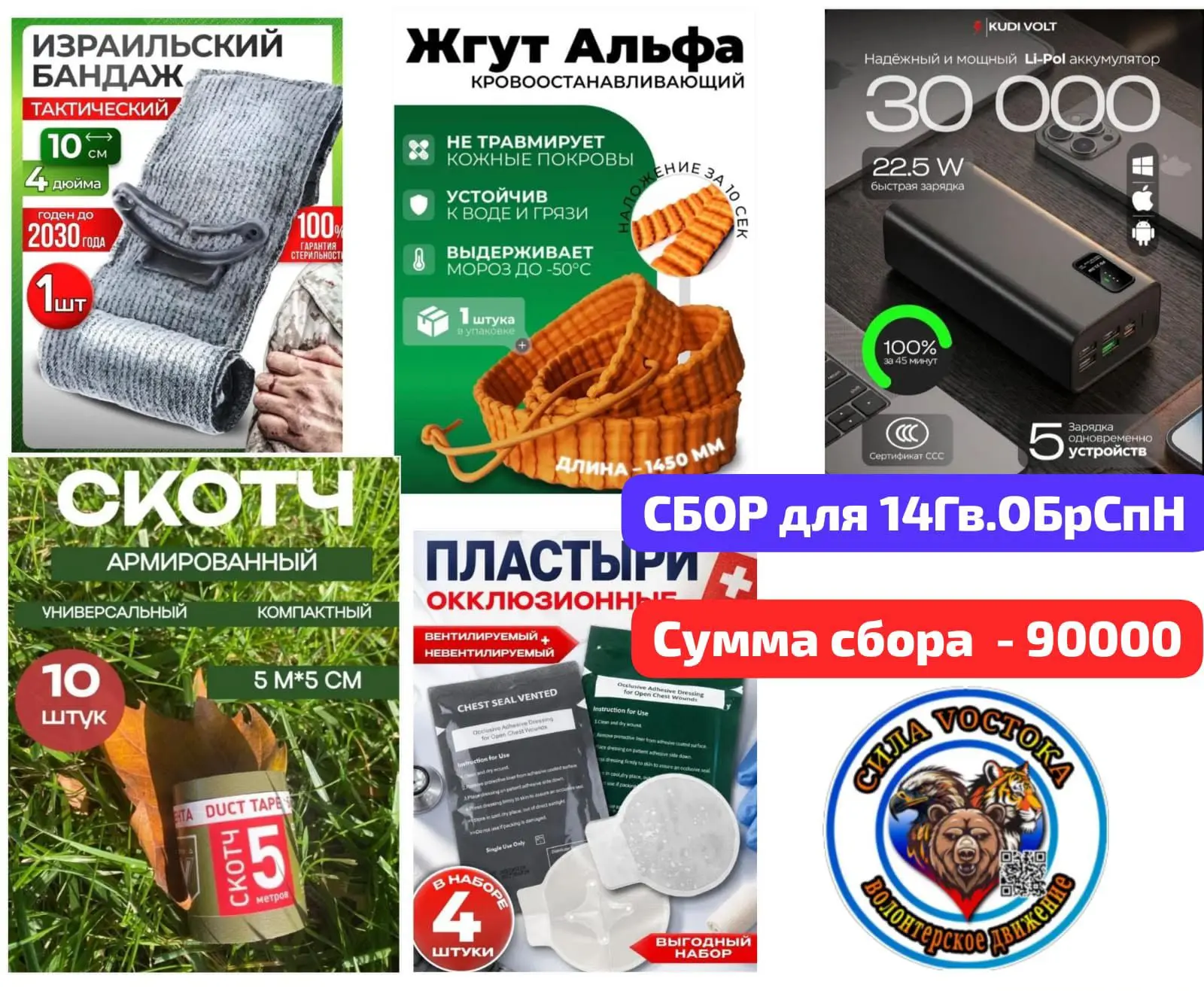 ‼️‼️Сбор для 14Гв.ОБрСпН (тактическая медицина+пауэрбанки)

💰СУММА СБОРА - 90000

ОСТАЛОСЬ СОБРАТЬ 
