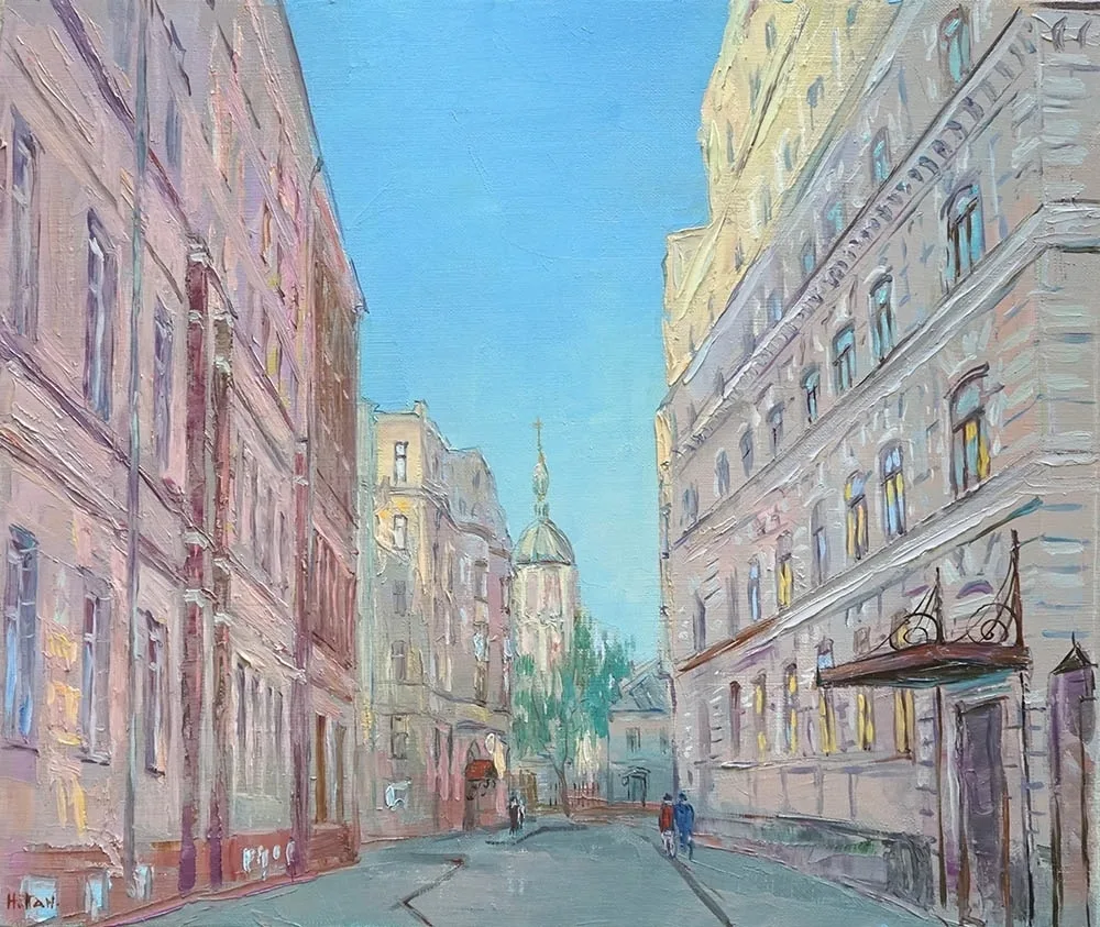 Нина Панюкова "Лето. Кривоколенный переулок" 
(30х35 см, холст, масло)