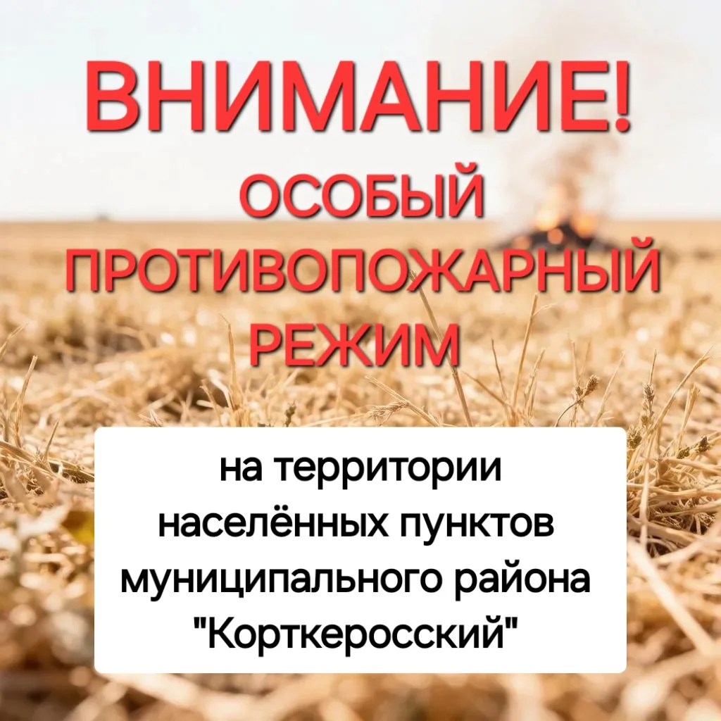 🔥 Внимание! Особый противопожарный режим в Корткеросском районе! 🔥

С 20 апреля 2026 года на терри