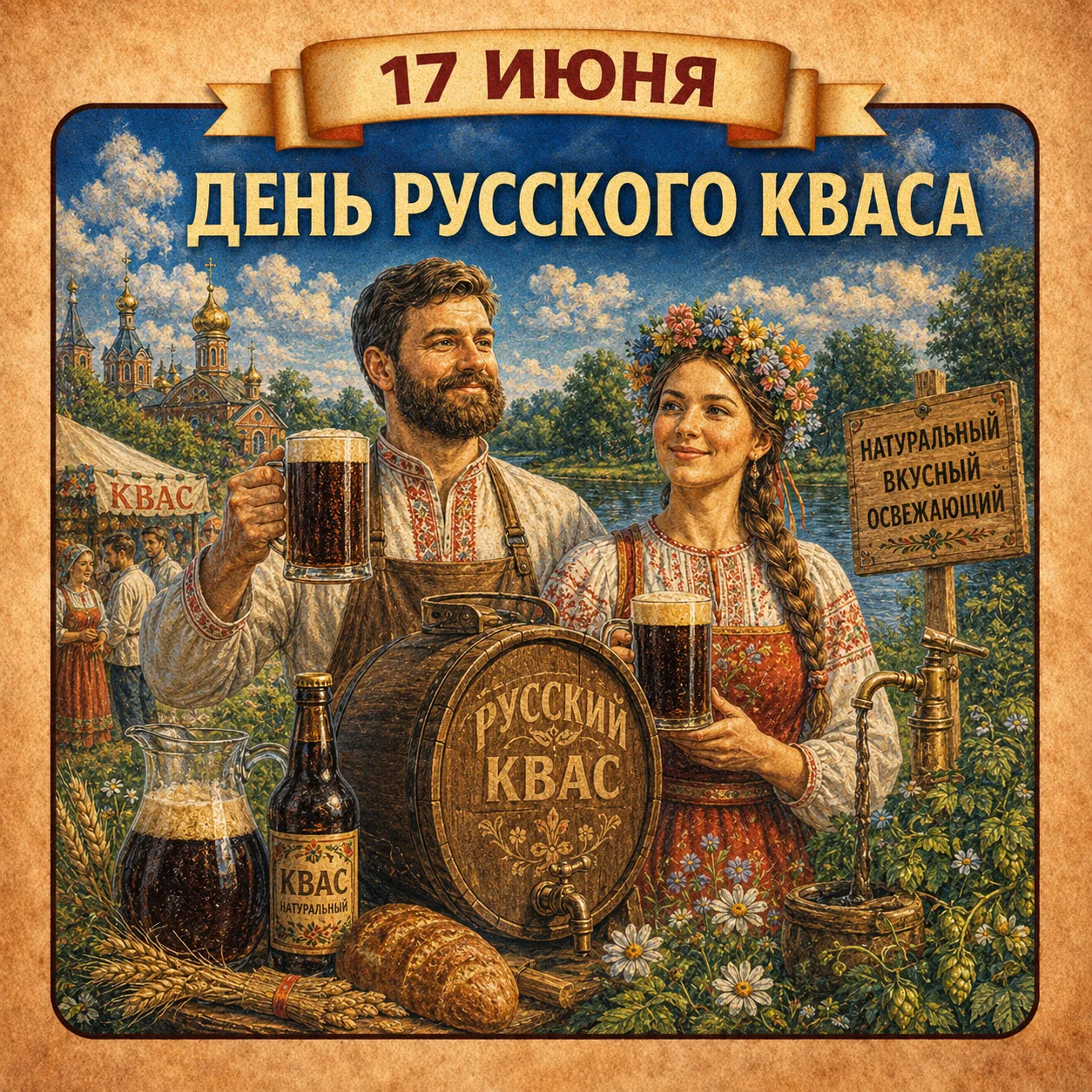 🍺17 июня - День русского кваса

Этот продукт с тысячелетней историей стал в России национальным дос