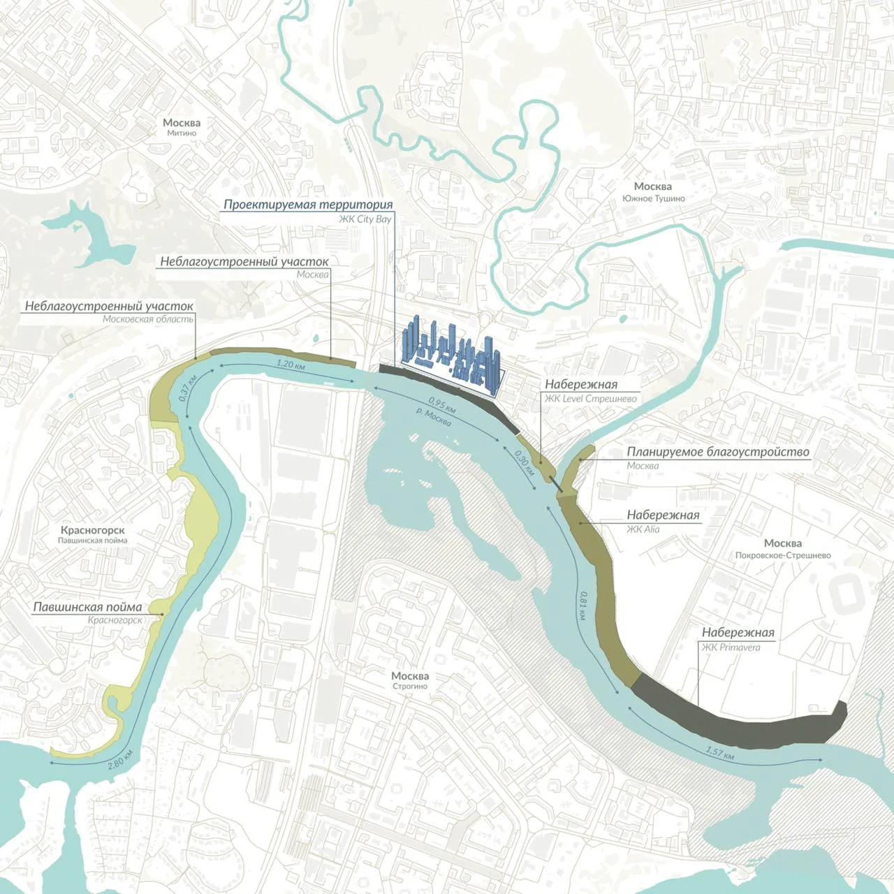 ❗️У City Bay в Москве открыли первую часть новой набережной вдоль Москвы-реки. Для посетителей уже д
