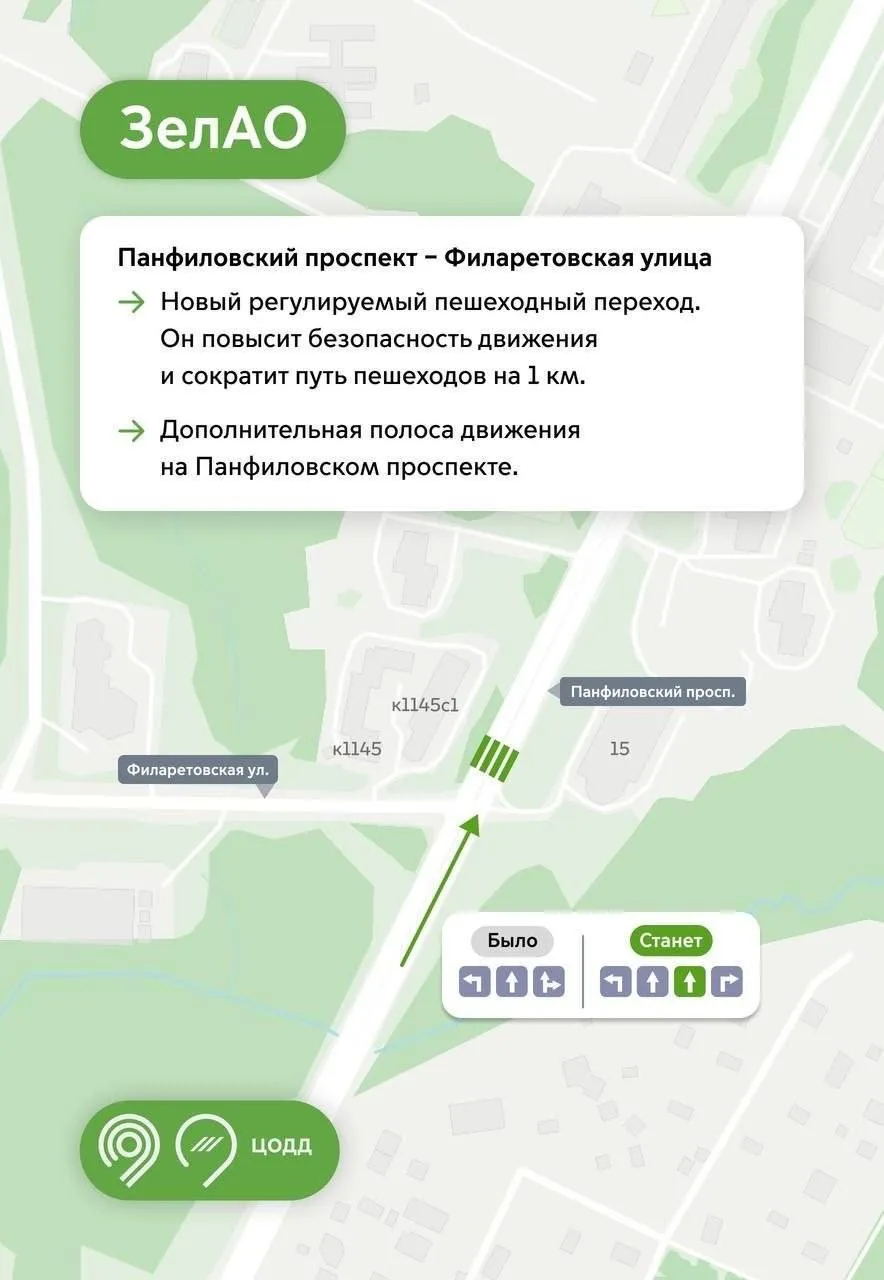 🚦 На перекрёстке Панфиловского проспекта и Филаретовской улицы изменят схему движения

Здесь обустр