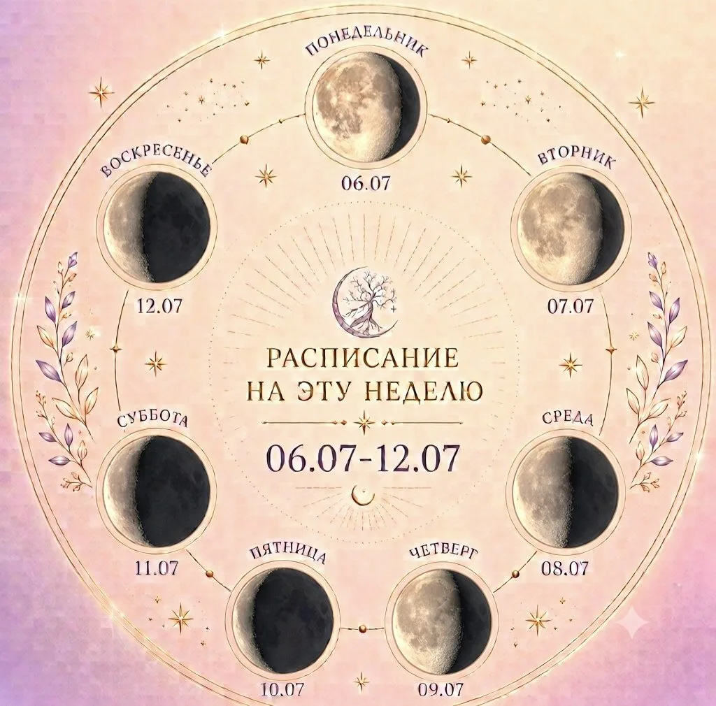 РАСПИСАНИЕ 06.07-12.07

Добро пожаловать в новую неделю! ✨

🌖 06.07.26 ПН: ДЕНЬ ПРОБУЖДЕНИЯ
Понедел
